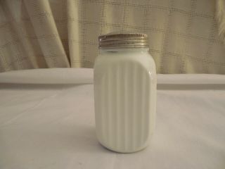Vintage Milk Glass W/aluminum Lid Range Shaker 5 "