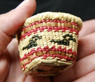 Vintage Miniature Makah Nootka Northwest Coast Picture Basket Ducks 2 " Hand Made