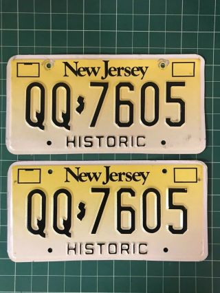 Vintage Nj Jersey Historic License Plate Set Pair Qq7605 Qq 7605