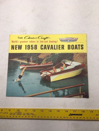 Ad Specs Chris Craft Boat Brochure 1958 Cavalier Cruiser Runabout Utility Sports