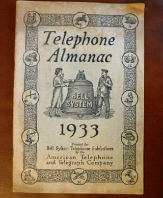 Vtg 1933 At&t Bell System Telephone Almanac Pamphlet History & Info Booklet
