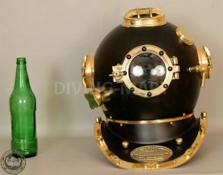 Antique U.  S Navy Nautical Style Black & Brass,  Iron Divers Diving Helmet Mark V