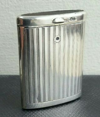 1926 Art Deco Uk Hallmarked Solid Sterling Silver Sliding Vesta Match Case
