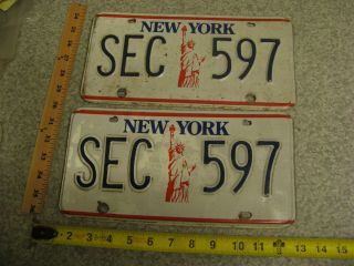 York Ny Statue Of Liberty License Plate Tag Pair Set Sec 597