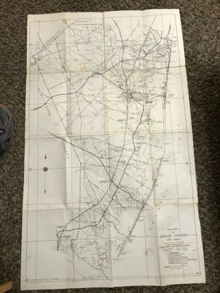 1965 Road Map Of Ocean County Jersey Lbi Seaside Towns In Detail On Back