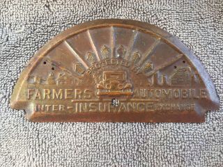 Vintage Protected By Farmers Automobile Insurance Exchange License Plate Topper