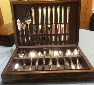 1847 Rogers Brothers 1941 Lovelace Silver - Plate Flatware 1936,  Service For 8