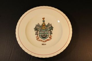 Vtg Hand Painted Vernon Kilns Usa Family Crest Coat Of Arms Plate " White "