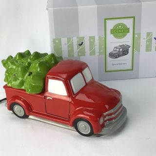 Scentsy Warmer Special Delivery Red Retro Truck With Tree Retired