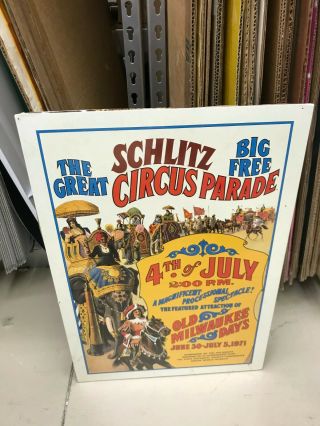 Vintage Schlitz Great Circus Parade Poster 14 " X 20 " 1971 Parade In Milwaukee