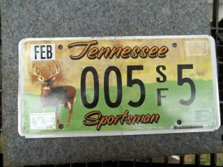 Obsolete 2000 Tennessee Sportsman License Plate 005 Sf 5 Whitetail Deer