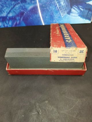 Vintage Carborundum Combination Sharpening Stone 110 7x2x1 Box B5