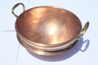 Antique Copper Jam Confiture Pan Egg Mixing Bowl Double Walled 5.  5lbs 12.  4inch