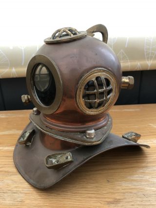 Miniature Copper And Brass Deep Sea Divers Helmet.