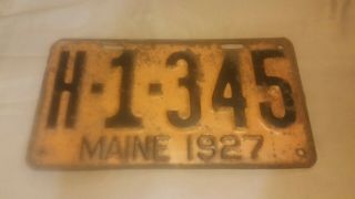 Rare Antique Vintage Maine License Plate 1927 Taxi H - 1 - 345 Man Cave