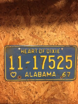 Vintage 1967 Heart Of Dixie Calhoun County Alabama License Plate
