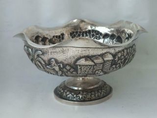 Decorative Indian 90 Standard Solid Silver Bowl C.  1930s/ Dia 13.  5 Cm/ 174 G