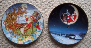 2 Vintage 1993 And 1998 Avon Christmas Collector Plates 22kt Gold Rim