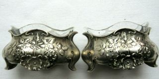 2 Silver Salt Cellars Carved With Flowers And Chiseled Crystal,  Louis Xv Style