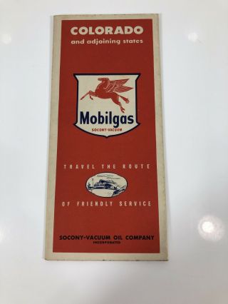 Vintage Mobilgas Colorado Oil Gas Station Road Map 1940s 2
