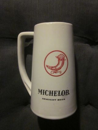 Scarce Vintage Michelob Draught Beer Mug Red Horn Logo Deep Base