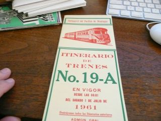 Ferrocarril Del Pacifico De Nicaragua - Intinerario De Trenes No.  19 - A - 7/1/1961