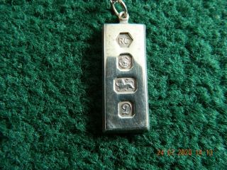 Vintage Sterling Silver Ingot Pendant & Chain Carrs Of Sheffield 1978