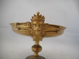 Antique 19th Century Bronze Brass Tazza/ Greeting Card Stand - Bearded Man Face