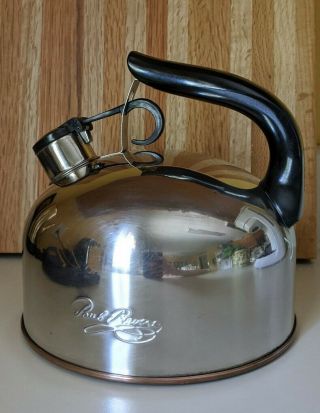 Vintage Paul Revere Ware Whistling Tea Pot Kettle Copper Bottom Korea K93 - C,  Euc