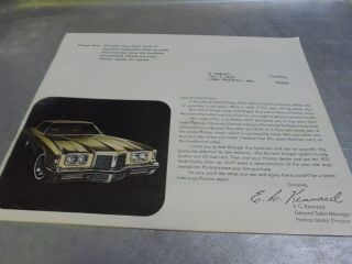 Vintage 1972 Pontiac Brochure Complete Line Gto Firebird Grand Prix Grand Ville