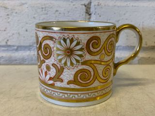 Antique Early 19th Century Spode Porcelain Tea Cup W/ Orange & Gold Floral Dec.
