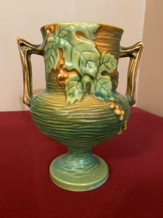 Antique Roseville Pottery Bushberry Green Vase 156 - 6