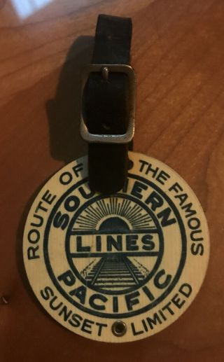 Southern Pacific Lines Railway Railroad Luggage Tag Rubber Plastic Leather Fob
