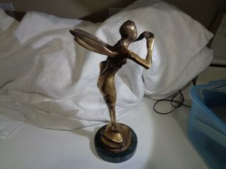 Unique Antique Brushed Bronze Statue “Nude Woman Blowing Fairy Dust” 3
