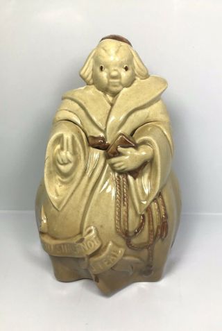 Vintage Red Wing Ceramic Cookie Jar - Thou Shalt Not Steal - Friar Tuck Monk