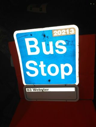 Vtg Double Sided Pittsburgh Pa.  Pat Port Authority Bus Stop Sign 23.  5 L X 18 W