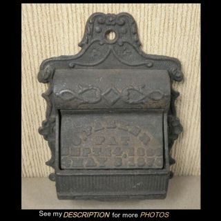 Antique Advertising Victorian Cast Iron Wall Match Safe Charles Parker Meriden