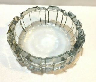 Vintage Heavy Lead Glass 6 " Round Ashtray Thick Crystal Ash Tray