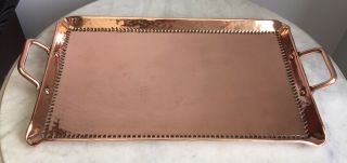 Truly Stunning Antique Victorian Arts & Crafts Hammered Copper Tray 50cm X 28cm