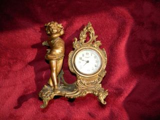 Antique Haven Gilt On Bronze Mantel Clock Cherub Angel