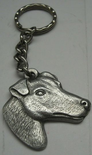 Fox Terrier Keychain Vintage 1982 Rawcliffe Pewter Key Ring I Love My Dog