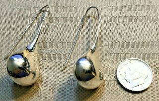 Vintage Sterling Silver Tear Drop Dangling Fish Hook Earrings Signed