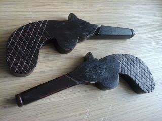 Rare Pair Novelty Georgian Carved Knitting Sheaths Dated 1791 But Later Made