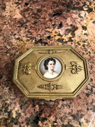 Antique French Jeweller Box With A Porcelain Plaque. 2