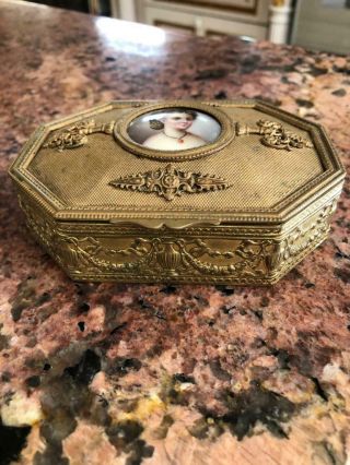 Antique French Jeweller Box With A Porcelain Plaque. 3