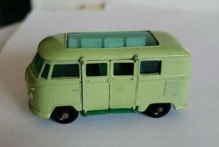 Vintage Lesney Matchbox 34 Volkswagen Caravette Camper Green W/black Wheels
