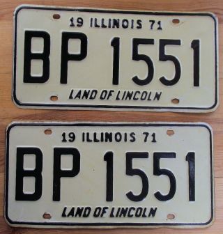Illinois 1971 License Plate Pair - Bp 1551