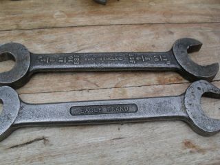 2 x vintage whitworth spanners eagle brand 5/8 x 11/16 open ended wrench 2