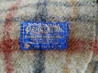 Vintage Brown Orange Plaid Pendleton Large Wool Blanket 62x46 Usa Wool