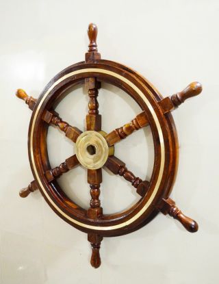Antique Wooden Maritime Decor 30 " Captains Ship Wheel Wall Hanging Home Decor